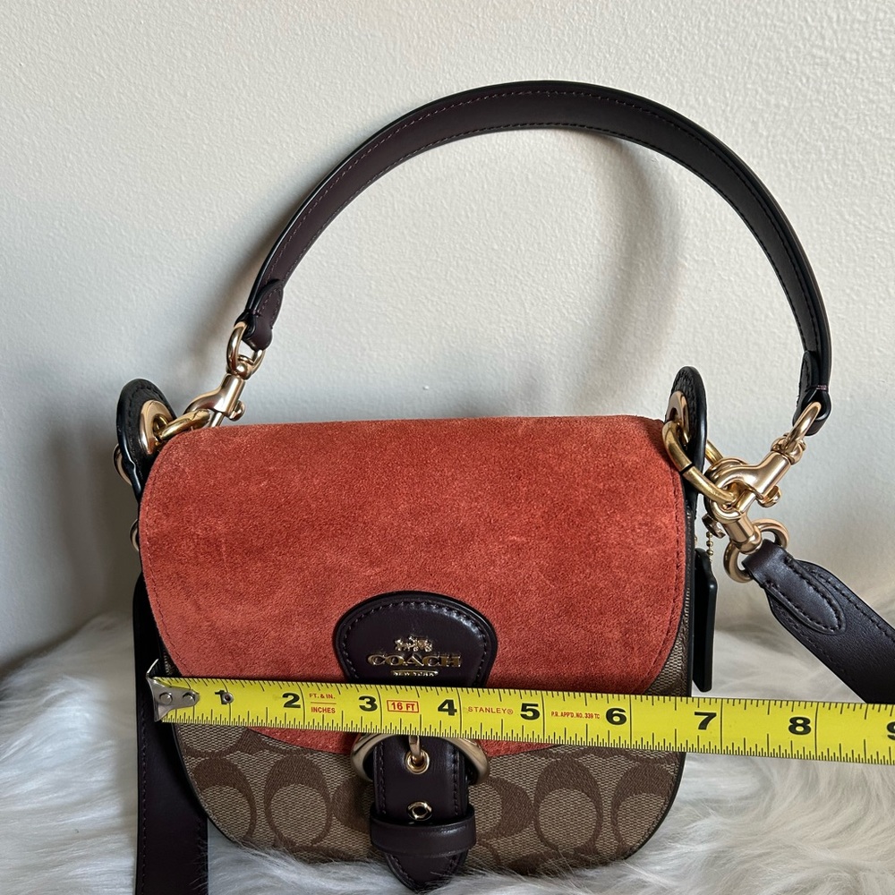 Coach Kleo Hobo Brown Rust Signature Canvas Suede‎ Shoulder Bag Excellent - Picture 8 of 9